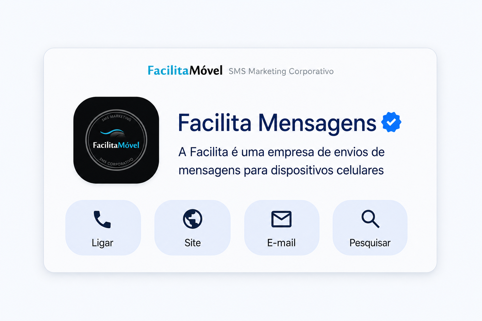 Perfil verificado da Facilita Mensagens no RCS