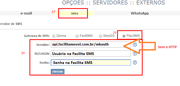 Configuracao de usuario e senha da Facilita no MK-Auth